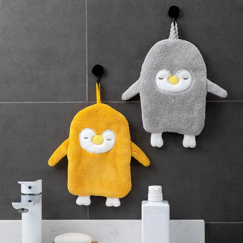 

1PC Soft Plush Penguin Bath Towel Baby Nursery Hand Towel Cartoon Animal Wipe Hanging Bathing Coral Velvet Towel Kitchen Towel