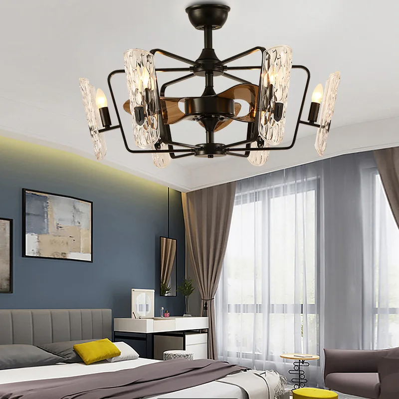 

Light Led Ceiling Fan Pendant Lamp Art Chandelier New Chinese style silent dining bedroom retro integrated household