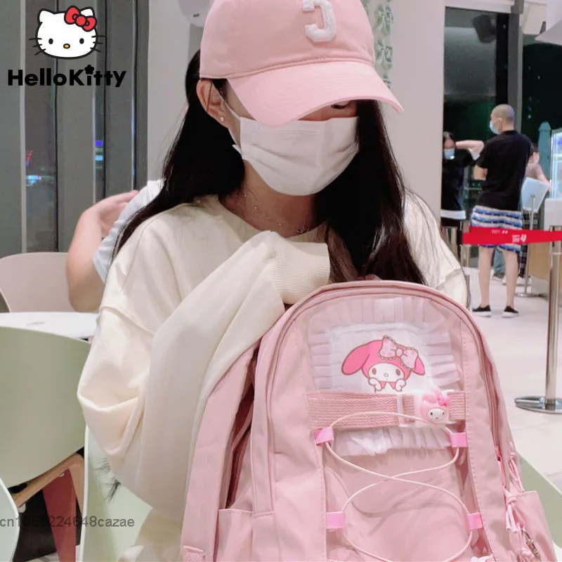 Sanrio My Melody Cinnamoroll Kuromi Cute Design Backpack Japanese Soft Sweet Student Schoolbag Y2K Cartoon Casual Bag For Women