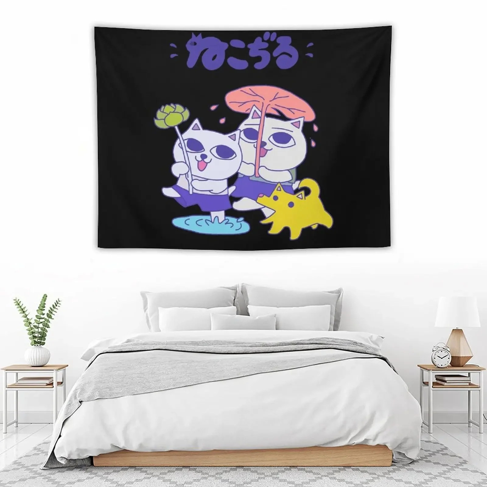 Nekojiru Udon гобелен Kawaii декор для комнат Декор спальни ванной