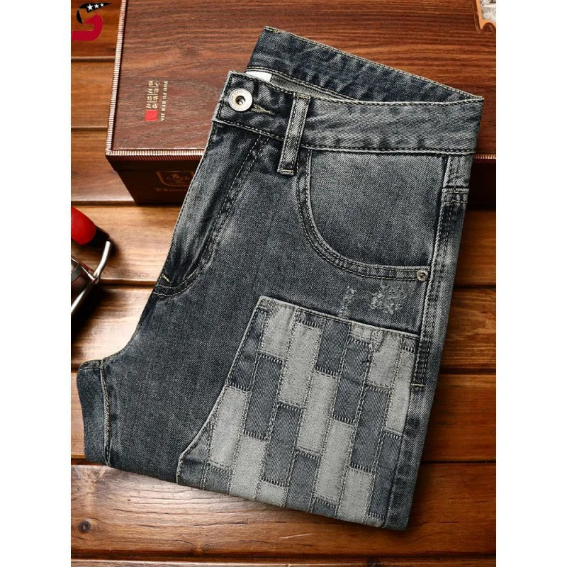 Роскошные джинсы для мужчин высокого качества модные облегающие Прямые