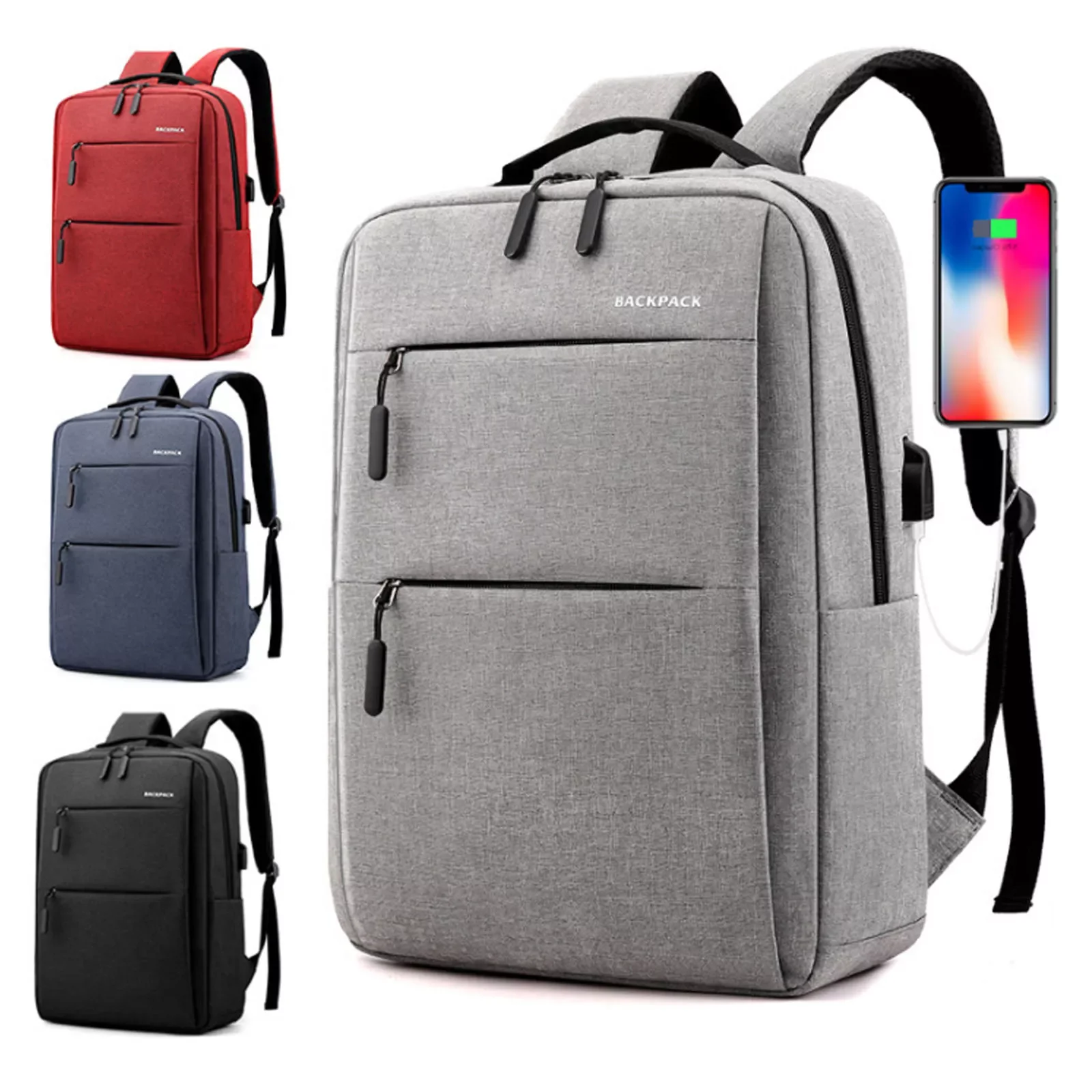 

Besegad Large Capacity Laptop Backpack Travel Schoolbag with USB Charging Port for 15.6 Inch Notebook Business Rechargeable Bag