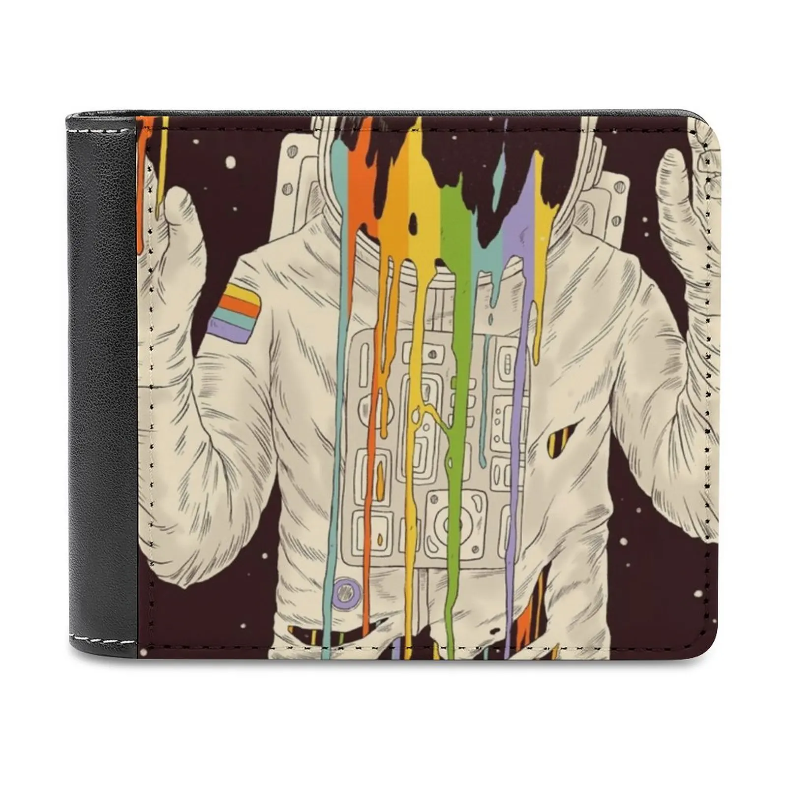 

Кошелек мужской кожаный классический, держатель для кредитных карт, с рисунком астронавта, Луны, звезд, сказочное существование