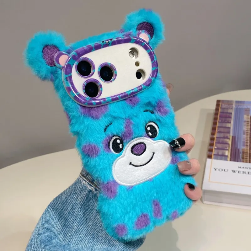 Фото Плюшевый 3D-чехол для телефона Disney Monsters Inc. Салли с пушистым ремешком на запястье для iPhone 17, 17 Pro, 16, 15, 14 Plus, 13, 12, 11 Pro Max, Air №4