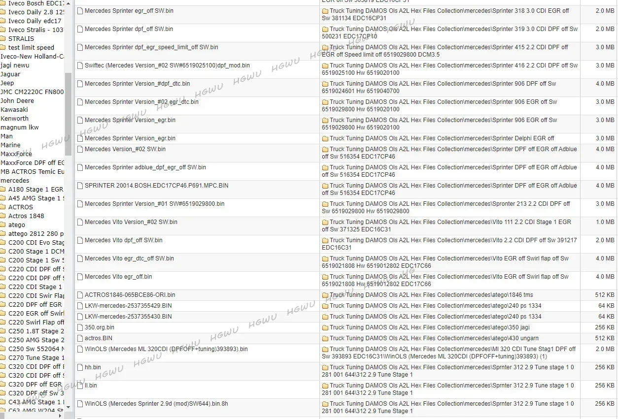 Truck Tuning DAMOS Ols A2L Hex Files Collection REMAP Stage File 5.97GB
