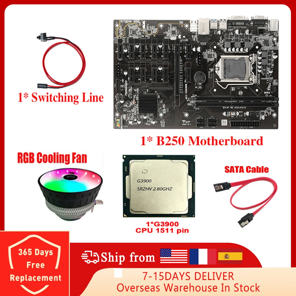 

Материнская плата для майнинга B250, 12XPCIE в разъем для графической карты USB3.0, LGA1151, поддерживает DDR4, DIMM RAM, компьютерная материнская плата