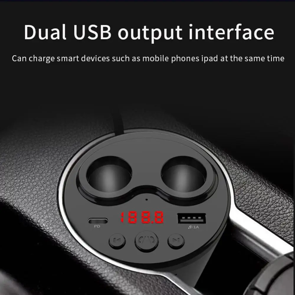 

Multifunctional Usb Charger 10w Bluetooth Handsfree Socket Splitter Universal Car Accessories Cup Style Dual Cigarette Lighter