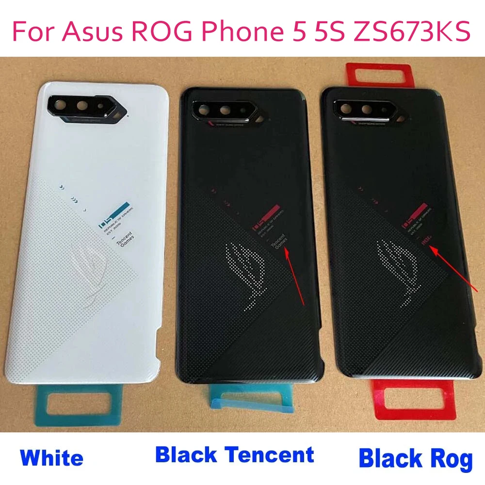 

100% Оригинальный чехол для Asus ROG Phone 5 5S ZS673KS, стеклянная панель, задняя крышка батарейного отсека, крышка двери и объектив камеры