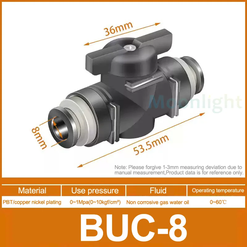 

Пневматический быстроразъемный клапан BUC-4 HVFF-4 черный 4-14 мм