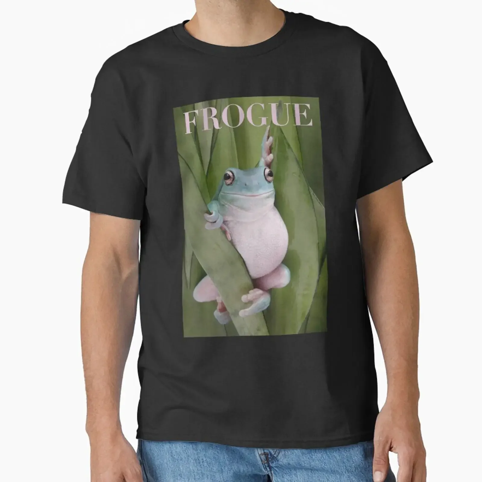 Фото Футболка HD Frogue Internet Meme Frog Fashion Classic, винтажная, с эффектом потертости, в стиле стритвир, дизайнерская одежда, мягкая, стильная, модная. №1