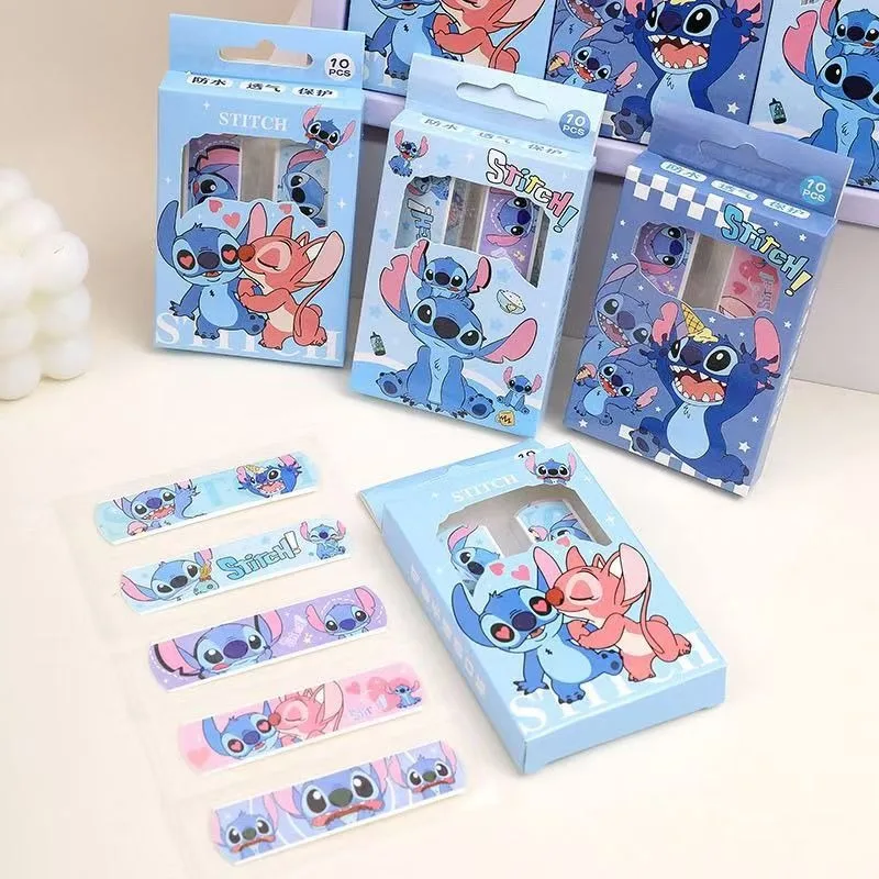 Фото 10 шт. Disney Stitch Band Aid мультфильм аниме милые раны кровоостанавливающие пластыри водостойкие гемостазные бинты экстренные товары для дома №5