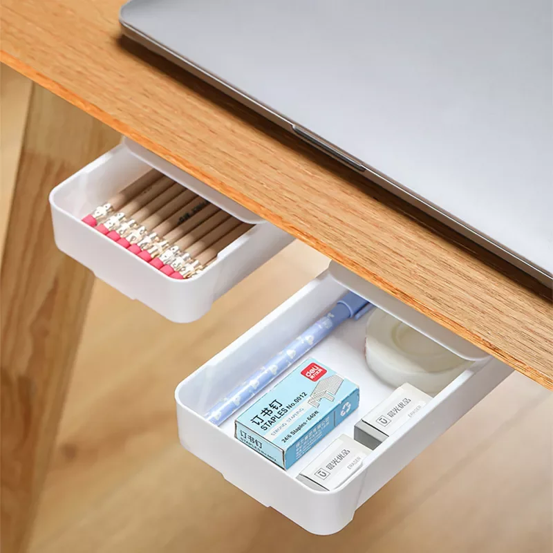 

NEW2022 Punch Free Storage Rack Box Invisible Drawer Cutlery Desk Sundry Organizer Cosmetics Stationery Pen Holder for Kitchen B