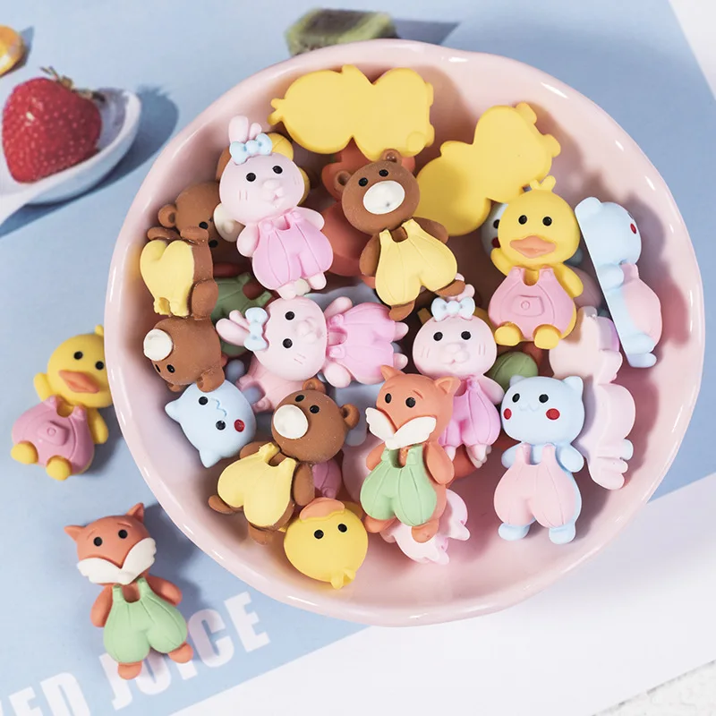 

10pcs Mini Cute Bear Bird Rabbit Charms Resin Flatback Cabochon Accessories Decoration for Diy Nail Art Hair Bows Phone Case