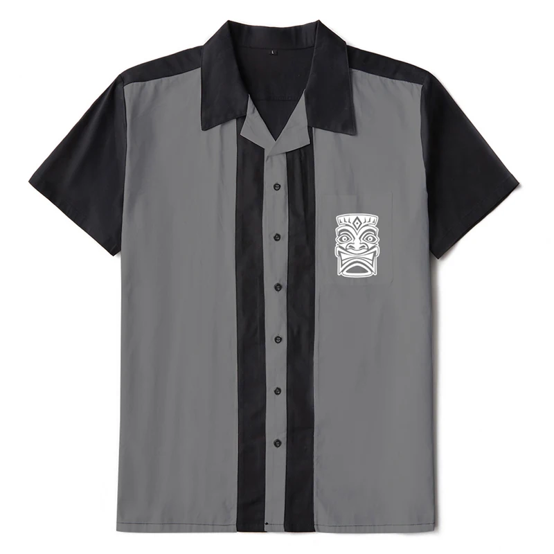 

Рубашка мужская с вышивкой в стиле «рокабилли», с короткими рукавами