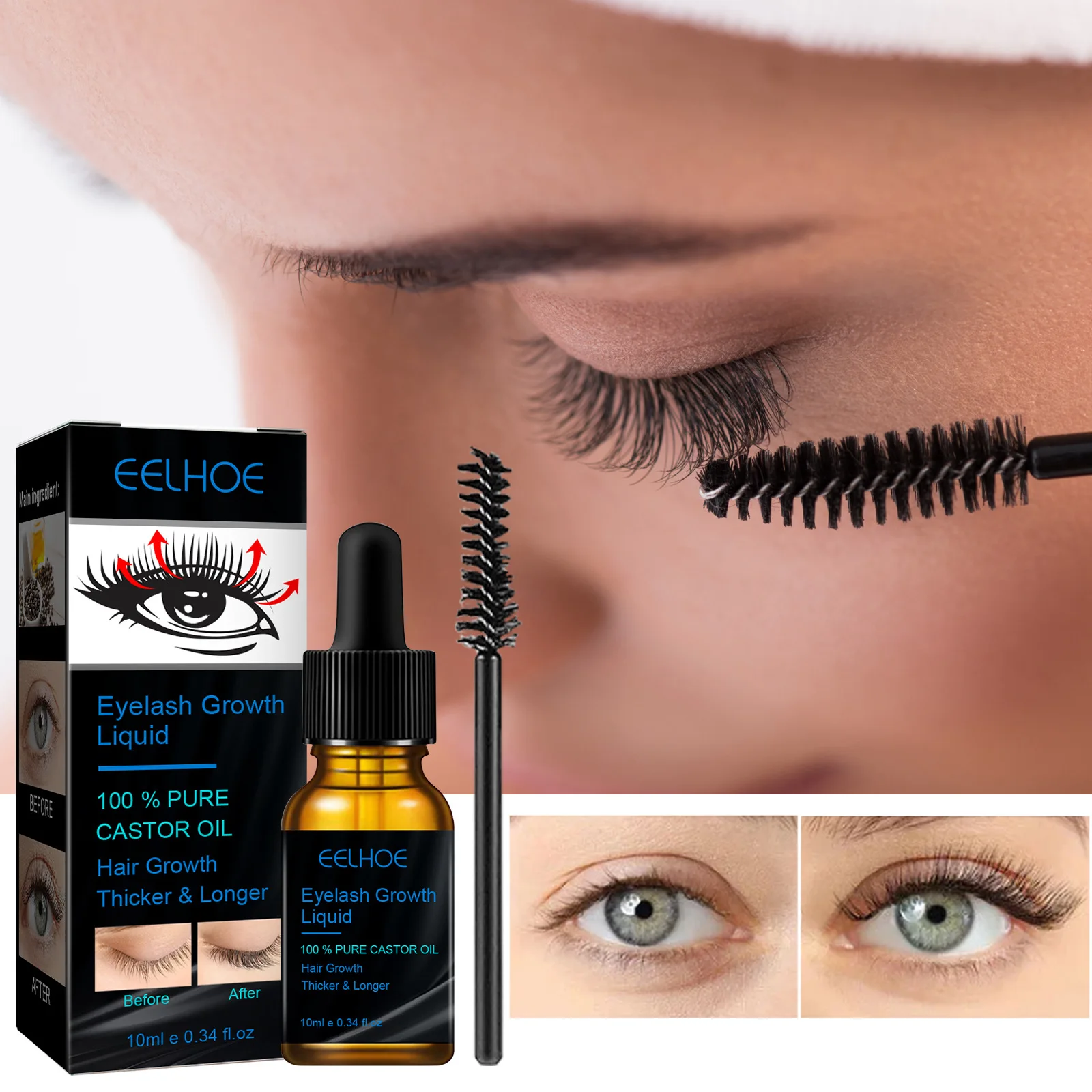 

Natural Thick Eyelashes Slender Curly Moisturizing Not Easy To Smudge Mascara Care Castor Oil Mascara Lash Lift Kit