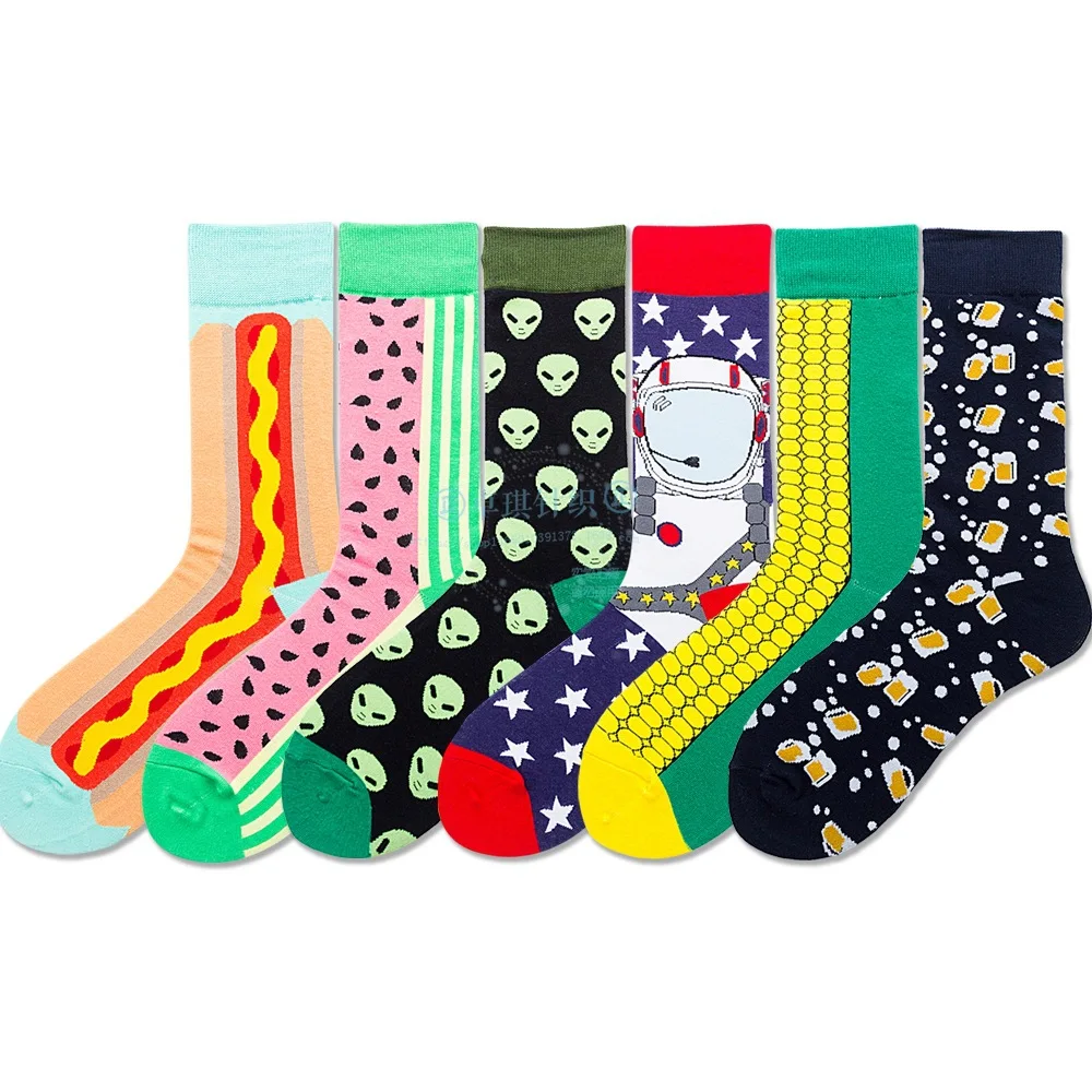 

New INS beer corn men's socks watermelon hot dog sushi tide socks hot dog socks comfortable breathable socks