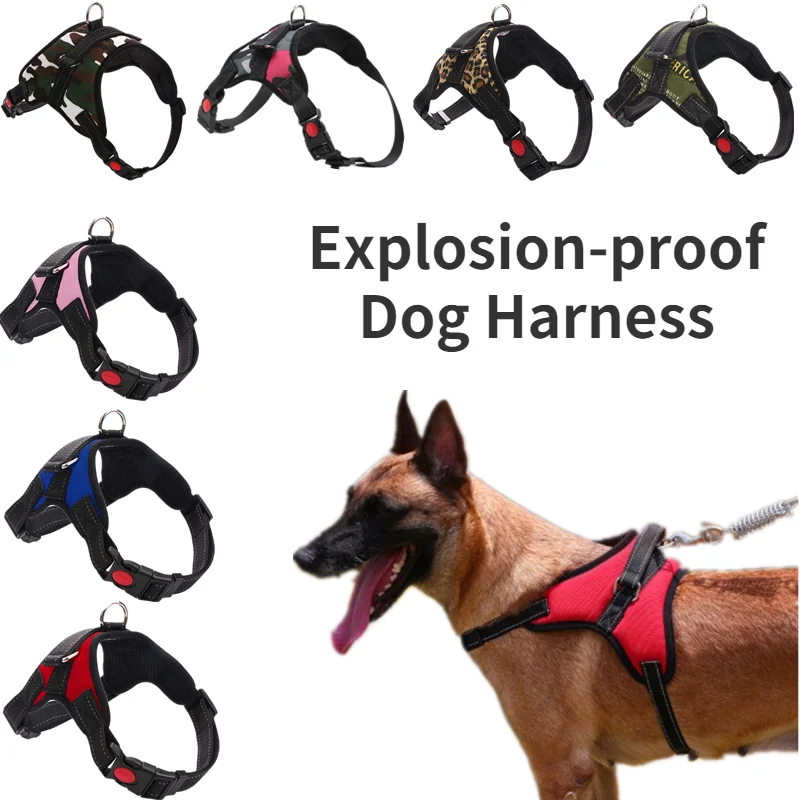 Explosion-proof Chest Harness Medium Large Dogs Adjustable Reflective Pet Mesh Dog arnes perro шлейка для собак | Дом и сад