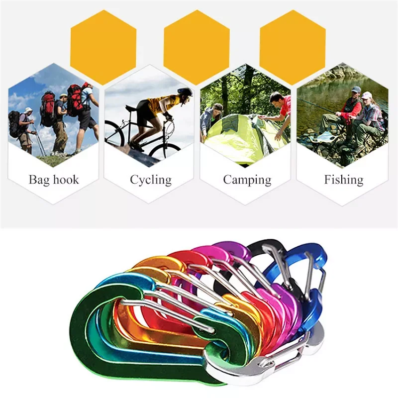 

for Outdoor Activities 5/10Pcs Aluminum Alloy Carabiner Outdoor Camping Climbing Snap Clip Lock 9Color