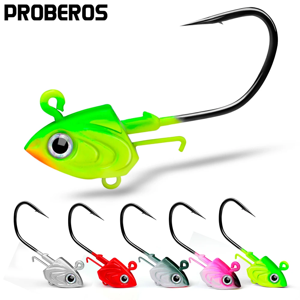 

PROBEROS 40 шт./лот искусственные неоновые крючки 30-35-45 г рыболовные крючки из высокоуглеродистой стали Мормышка рыболовные крючки для мягкой пр...