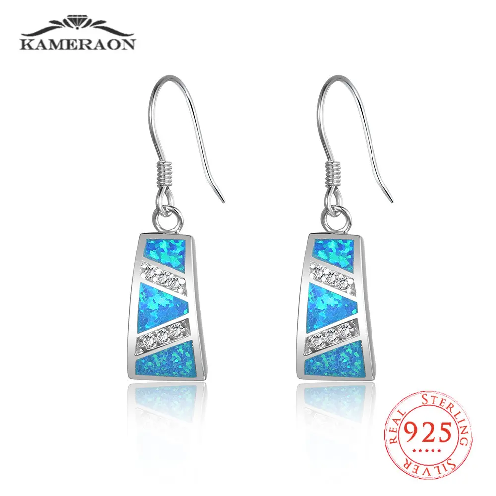 

Emerald Opal natural stone earrings ladies Korean version of the rainbow long silver 925 earrings hanging fashion 2020 new