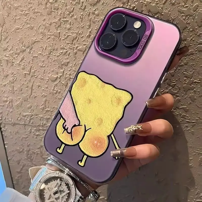 Фото Милый чехол с Губкой Бобом и Патриком Старом для iPhone 17, iPhone 16 Pro, 13/12, XS, цветной серебристый противоударный чехол, подарок на день рождения №3