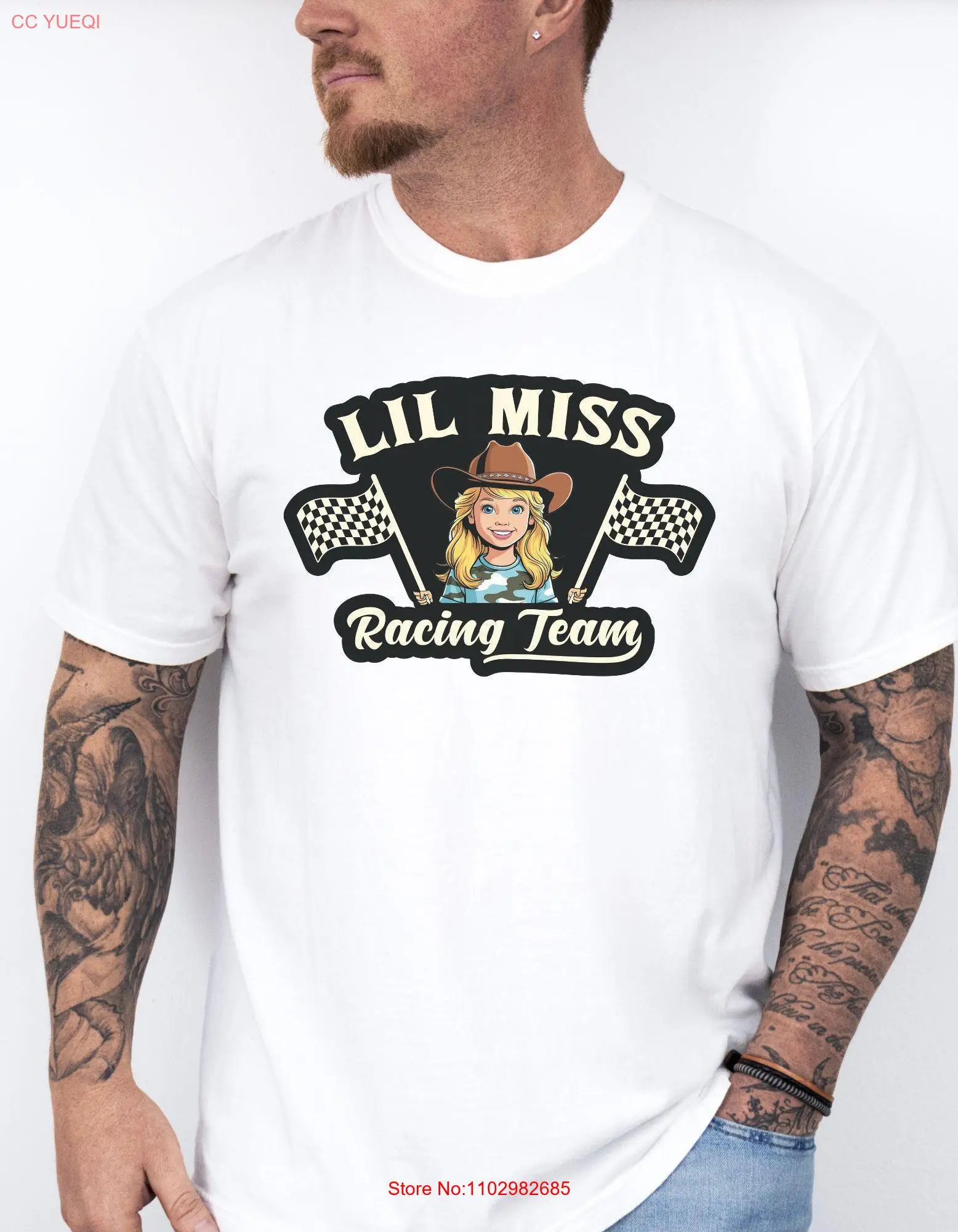 LIL MISS Racing Team Белая рубашка Одежда Окрашенная футболка с длинными или короткими