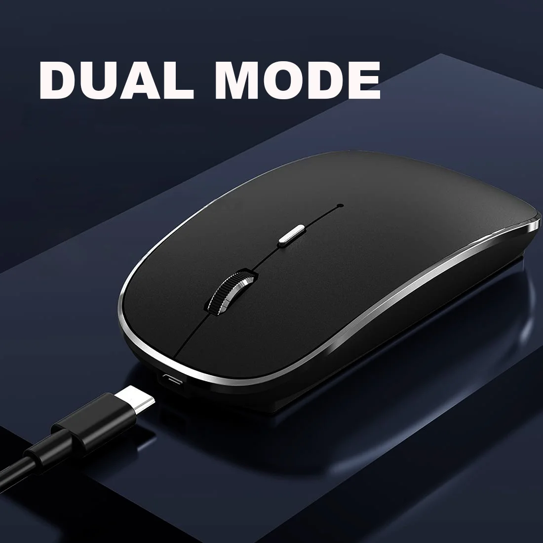 2023 Wireless Mouse for Laptop, 2.4 GHz Cordless Mouse with USB/USB-C Dual Receiver for Computer, Rechargeable Portable Mouse