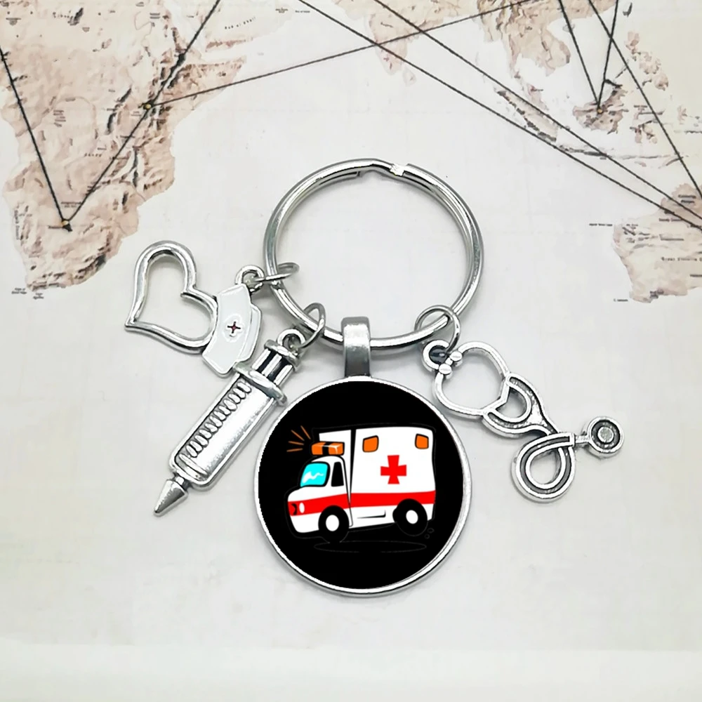 Новинка 2022 кольцо для ключей скорой помощи со стеклянным куполом