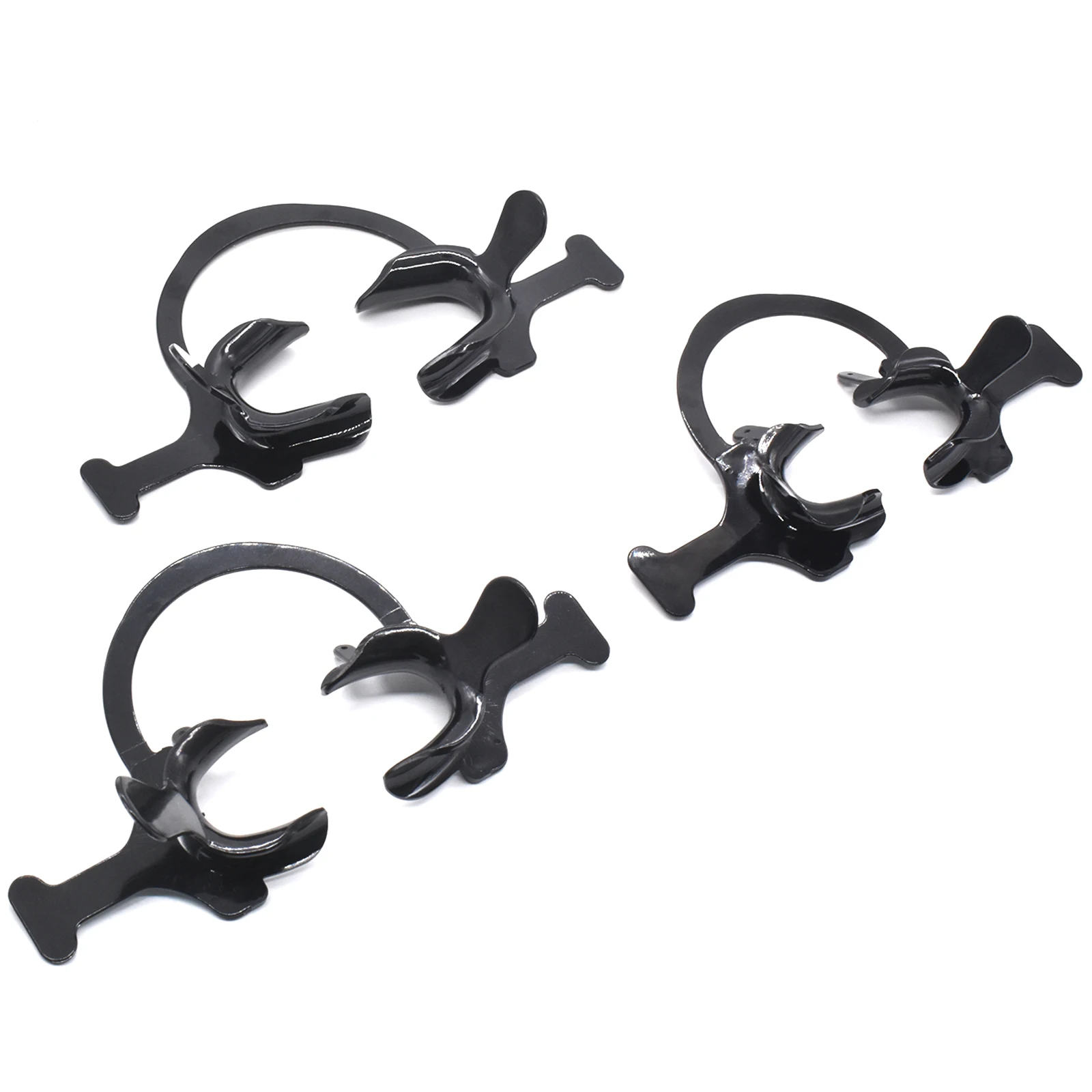 

3pcs Orthodontic Dental Plastic Mouth Opener Black Cheek Retractor with Handle C shape Cheek Lip Retractor