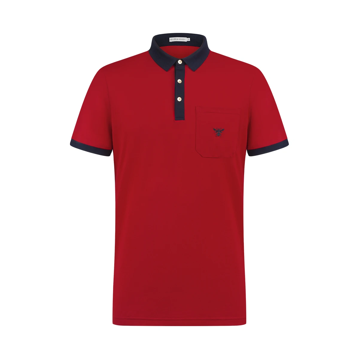 HELLEN&WOODY Printed Sport Bee Pocket Men Polo T-Shirt Summer Short Sleeve Casual Bottoming Shirt Breathable Pure Tops Tees