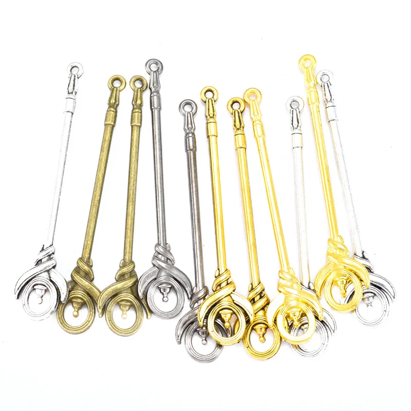 

10PCS 5 colors Mixed Alloy Charms Knight Sword Knife Gun Bow Weapons Pendant For DIY Handmade Jewelry Material 70X14mm