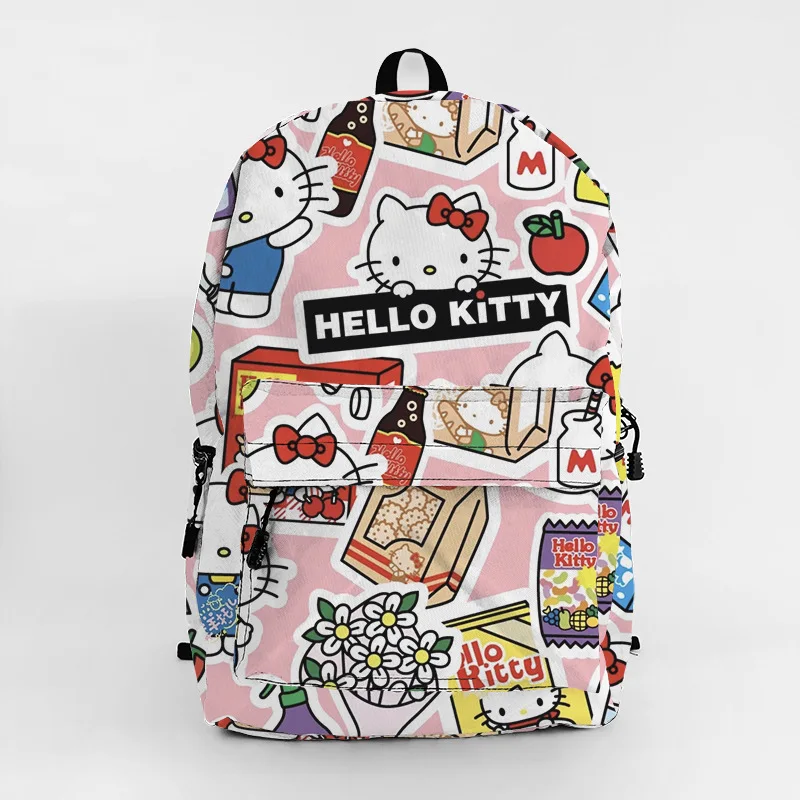 

Kawaii Sanrio Anime Hello Kitty Exquisite Cute Cartoon Printed Leisure Travel Large Capacity Canvas Backpack Gifts for Girls