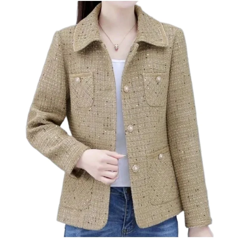 

Beardon Spring New Women's Coat Mid aged and Old Women's Fashionable Fashion Slim Top Knitted Cardigan Outerwear