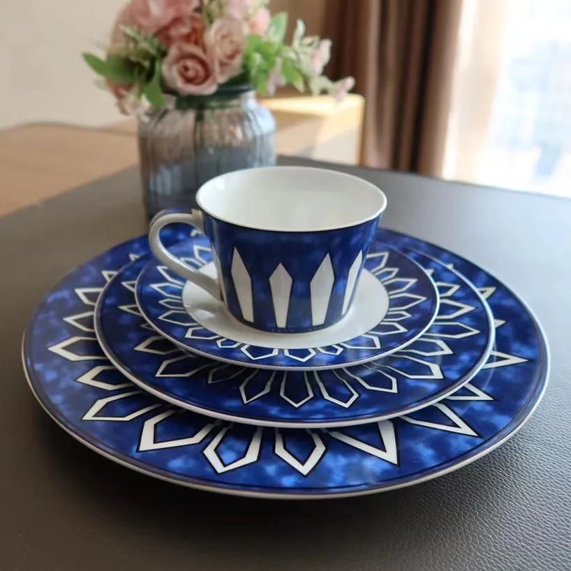 

European-Style Exotic Blue Plate Home Breakfast Personality Plate Dish Home Decoration Sample Decorative Tray