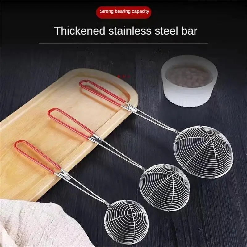 

Aixiangru Red Handle Strainer,Stainless Steel Bubble Tea Colander,Boba Milk Tea Spoon,Filter Pearl Round,Kitchen Gadgets Items