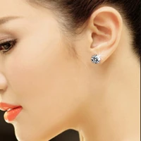 shining stainless stee cz stud earrings for men 2019 fashion jewelry clear round zircon stone stud earring women accessories