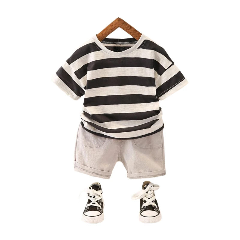 

Clothes Sets Children's Clothing for Boy Young Children's Suits Summer Toddler Baby Boy Set Striped T-shirt & Shorts