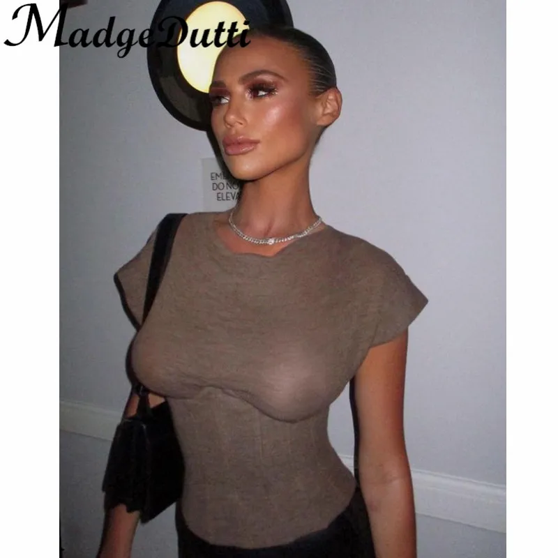 

2.18 MadgeDutti Luxury Temperament Fishbone Slim Spliced Back Zipper Knitwear T-shirt Top Women