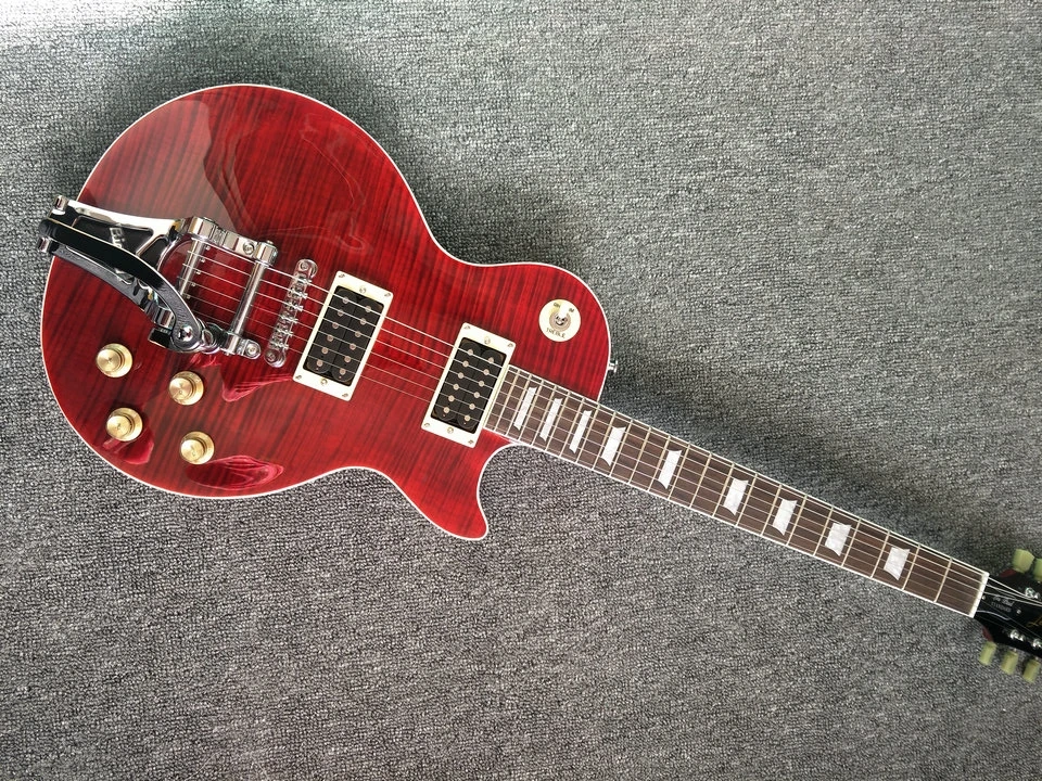 

High quality electric guitar, red color LP guitar, standard with bigsby, rosewood fingerboard, free shipping