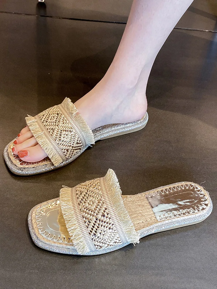 

Шлепанцы женские в римском стиле, низкие тапки, без каблука, резина, Ретро стиль, базовые, ПУ, летняя обувь, 2023