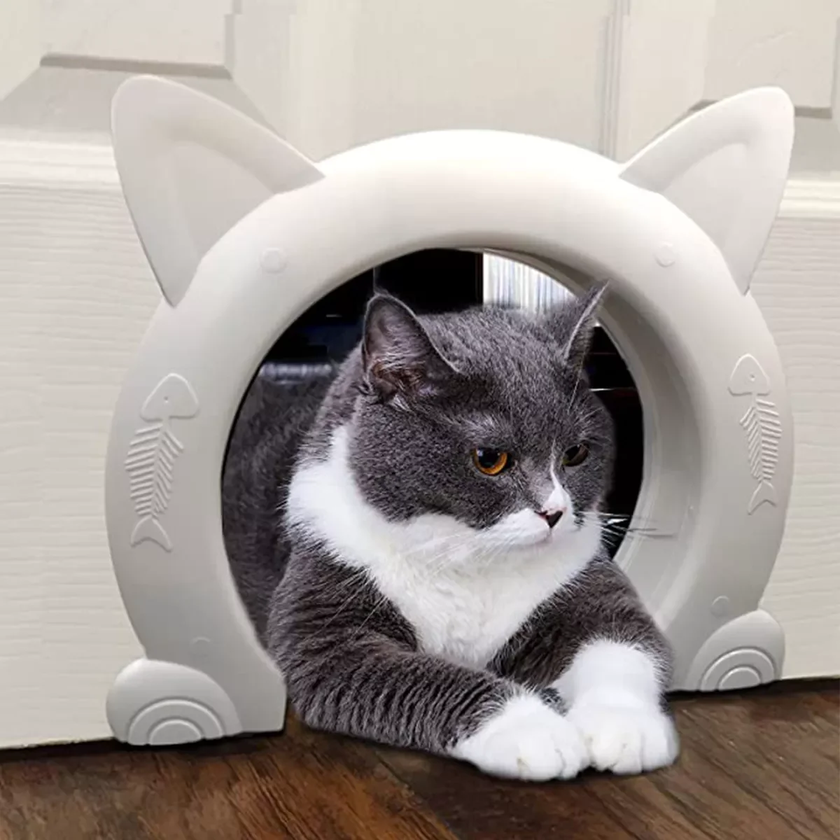 

NEW2023 Cat Door Built in Interior Hole Access Direction Indoor Cats Kitten Puppy ABS Plastic Small Pet Gate Door Pet Products