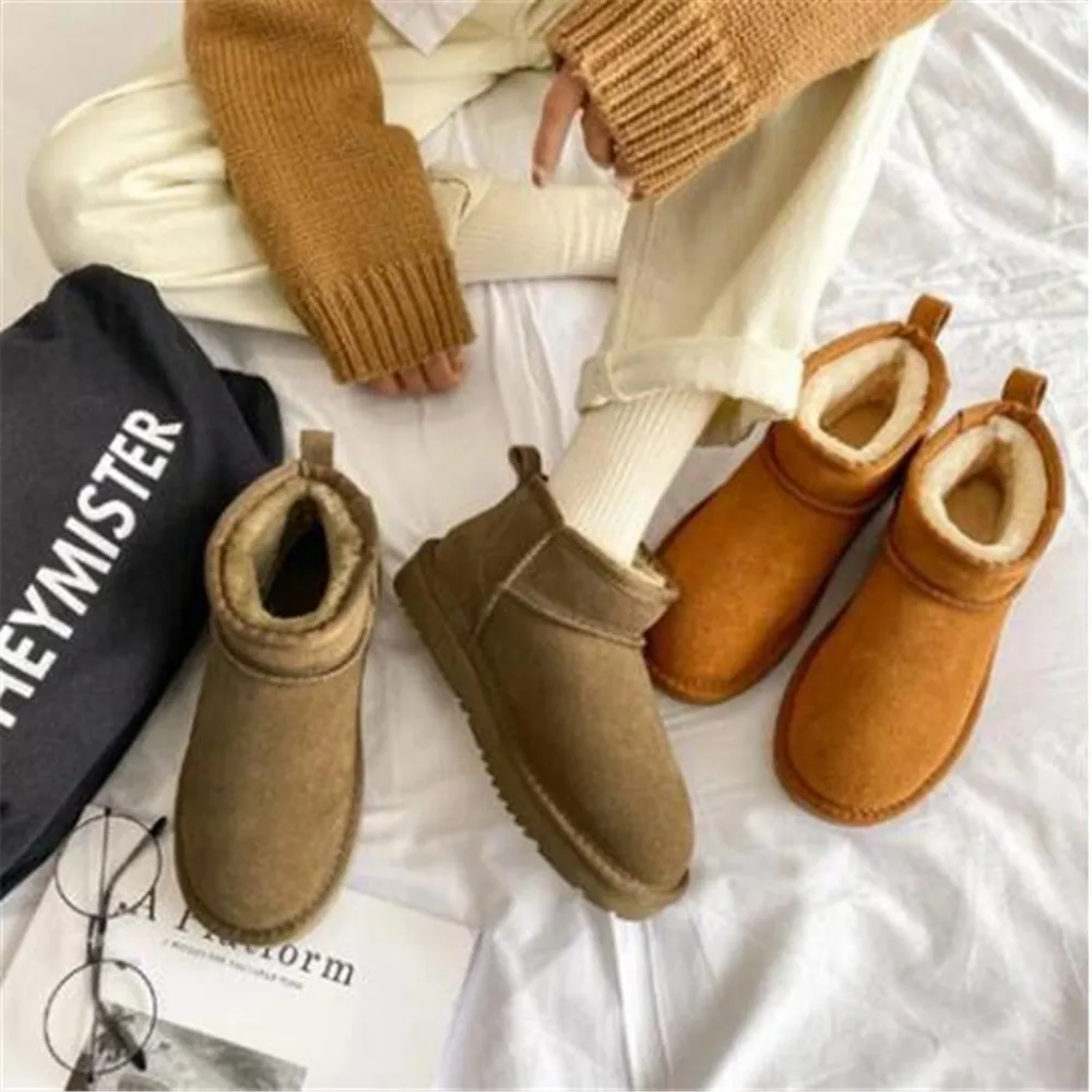 

Snow Boots Women's Winter New Cowhide Snow Cotton Shoes Thickened Warm Women's Snow Boots Women's Short Boots