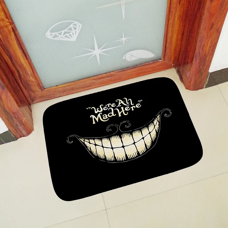 

40X60cm We're All Mad Here Printed Doormat Floor Mat Home Creative Mat Super Soft Absorbent Bathroom Door Mat Door Entrance Mat