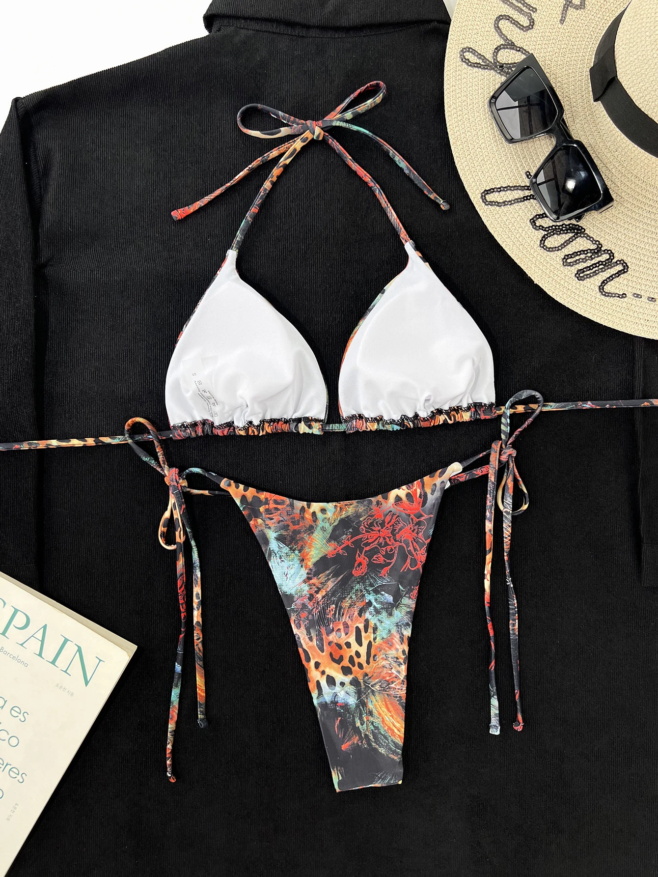 Винтажный сексуальный купальник-бикини бандажный купальник с принтом тигра