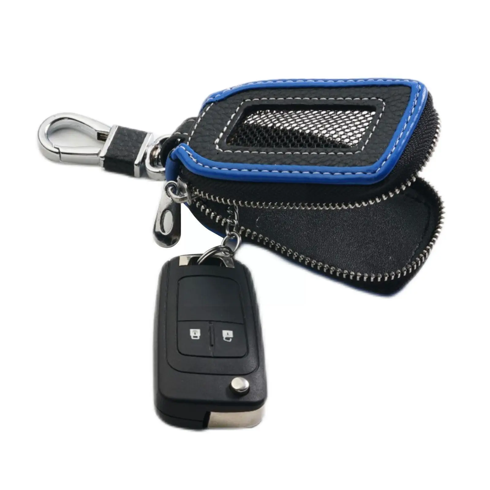 

Car Fob Cover Leather Zipper Protector Chain Chain Auto Storage Holde Remote Bag Holder Tag Cover Car G9u1