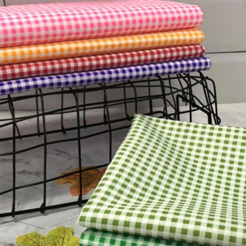 

Checkered Printed Fabric Red Purple Blue Candy Color Wall Table Decoration Curtains Headwear Doll Clothing Dress Sewing Cloth