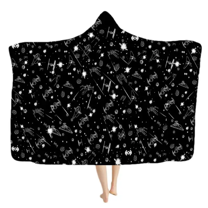 

Sherpa Hooded Star Blanket – Wearable Cozy Fleece Hood With Mittens 60 x 80 - Made In The USA