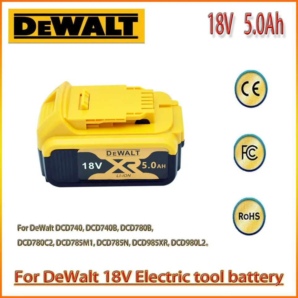 

18V 5.0AH 100% Original for DeWalt rechargeable power tools battery with LED Li-Ion replacement DCB205 DCB204-2