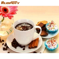 ruopoty 5d diy diamond painting cup coffee new arrival diamond embroidery scenery full square round mosaic scenery wall decor