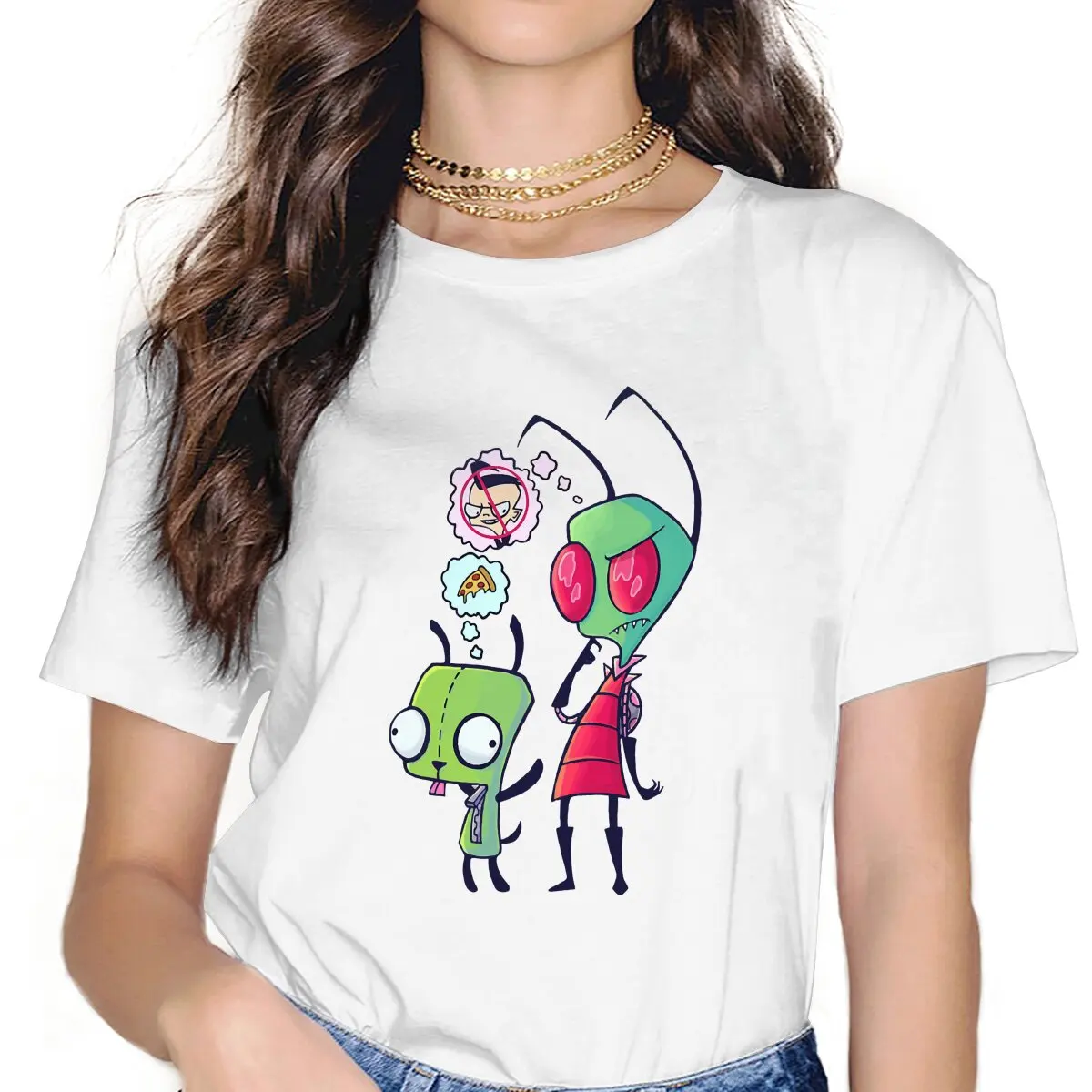 

Gir Zim TV Play Invader Zim Women T Shirt Fibre Alternative Crewneck TShirt